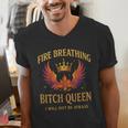 Fire Breathing Bitch Queen I Will Not Be Afraid Fantasy Book Men's V-Neck T-Shirt Fire Breathing Bitch Queen I Will Not Be Afraid Fantasy Book Men's V-Neck T-Shirt