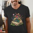 Floral Book Bloom Wildflowers Literature Nature Fantasy Men's V-Neck T-Shirt