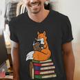 Fox Books Read Reading Librarian America Men Women Kids Men's V-Neck T-Shirt Fox Books Read Reading Librarian America Men Women Kids Men's V-Neck T-Shirt