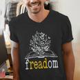Freadom Freedom Read Banned Books Librarians Men's V-Neck T-Shirt Freadom Freedom Read Banned Books Librarians Men's V-Neck T-Shirt