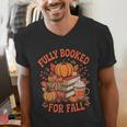 Fully Booked For Fall Books Pumpkin Autumn Thanksgiving Men's V-Neck T-Shirt