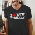 Fun I Love My Library Book Reader Bookworm Librarian Costume Men's V-Neck T-Shirt Fun I Love My Library Book Reader Bookworm Librarian Costume Men's V-Neck T-Shirt