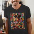 Geometric History Educated Women Reading Book Melanin Men's V-Neck T-Shirt