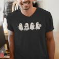 Ghost Book Reading Halloween Books Lover Teacher Kids Men's V-Neck T-Shirt Ghost Book Reading Halloween Books Lover Teacher Kids Men's V-Neck T-Shirt