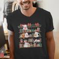 Ghost Christmas Reading Book Lover Library Christmas Teacher Men's V-Neck T-Shirt