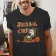 Ghost Library Reading Books Halloween Men Women Kids Men's V-Neck T-Shirt Ghost Library Reading Books Halloween Men Women Kids Men's V-Neck T-Shirt