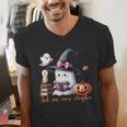 Ghost Reading Book Coquette Bow Halloween Girl Toddler Kid Men's V-Neck T-Shirt Ghost Reading Book Coquette Bow Halloween Girl Toddler Kid Men's V-Neck T-Shirt