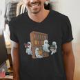 Ghosts Reading Books Teacher Halloween Librarian Book Lover Men's V-Neck T-Shirt