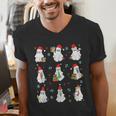 Ghosts Wearing Santa Hats Reading Books Christmas Book Lover Men's V-Neck T-Shirt