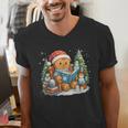Gingerbread Reading Book Lovers Christmas Bookworm Librarian Men's V-Neck T-Shirt