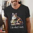 Girls Books I Do What I Want Calico Cat Lover Men's V-Neck T-Shirt