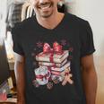 Girly Coquette Gingerbread Books And Hot Cocoa Cozy Season Men's V-Neck T-Shirt Girly Coquette Gingerbread Books And Hot Cocoa Cozy Season Men's V-Neck T-Shirt
