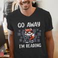 Go Away I'm Reading Book Reader Cute Fox Librarians Men's V-Neck T-Shirt Go Away I'm Reading Book Reader Cute Fox Librarians Men's V-Neck T-Shirt