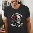 Good Girls Read Dirty Books Smut Reader Dark Romance Skull Men's V-Neck T-Shirt