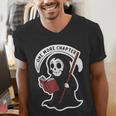 Grim Reaper Bookworm Cute Book Reading Halloween Men's V-Neck T-Shirt Grim Reaper Bookworm Cute Book Reading Halloween Men's V-Neck T-Shirt