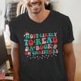 Groovy Christmas Most Likely To Read A Book On Christmas Men's V-Neck T-Shirt Groovy Christmas Most Likely To Read A Book On Christmas Men's V-Neck T-Shirt