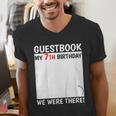 Guestbook 7th Birthday 7 Year Old Born 2018 Bday Men's V-Neck T-Shirt
