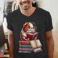 Guinea Pig Reading Books Matching Bookworm Readers Librarian Men's V-Neck T-Shirt Guinea Pig Reading Books Matching Bookworm Readers Librarian Men's V-Neck T-Shirt