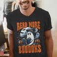 Halloween Book Lover Ghost Boo Pun Read More Boooks Men's V-Neck T-Shirt Halloween Book Lover Ghost Boo Pun Read More Boooks Men's V-Neck T-Shirt