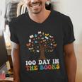 Happy 100 Days In The Books Reading Celebration Graphic Tees Men's V-Neck T-Shirt