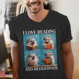Hedgehog Love Reading And Hedgehogs Child Book Lover Men's V-Neck T-Shirt Hedgehog Love Reading And Hedgehogs Child Book Lover Men's V-Neck T-Shirt
