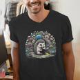 Hedgehog Reading Book Lake Scenery Reading Men's V-Neck T-Shirt Hedgehog Reading Book Lake Scenery Reading Men's V-Neck T-Shirt