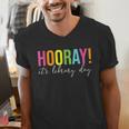 Hooray It's Library Day Teacher Reader Books Back To School Men's V-Neck T-Shirt