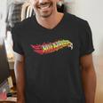Hot Wheels Comic Book Fire Logo Men's V-Neck T-Shirt