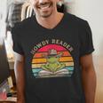 Howdy Reader Frog Reading Book Vintage Men's V-Neck T-Shirt