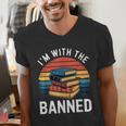 I'm With The Banned Stack Of Books Vintage Sunset Retro Men's V-Neck T-Shirt I'm With The Banned Stack Of Books Vintage Sunset Retro Men's V-Neck T-Shirt