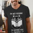 I’m Not Reading I’m Judging You Silently Fun Cat Book Lover Men's V-Neck T-Shirt I’m Not Reading I’m Judging You Silently Fun Cat Book Lover Men's V-Neck T-Shirt