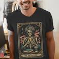 The Introvert Skeleton Tarot Card Coffee Book Lover Men's V-Neck T-Shirt The Introvert Skeleton Tarot Card Coffee Book Lover Men's V-Neck T-Shirt