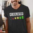 Introvert My Social Battery Low Level Graphic Men's V-Neck T-Shirt Introvert My Social Battery Low Level Graphic Men's V-Neck T-Shirt