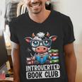 Introverted Book Club Reading Lover Cow Men's V-Neck T-Shirt