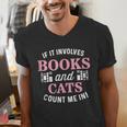 If It Involves Books And Cats Book Lover Men's V-Neck T-Shirt