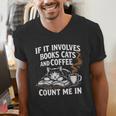 If It Involves Cats Books Coffee Introvert Pet Lover Men's V-Neck T-Shirt If It Involves Cats Books Coffee Introvert Pet Lover Men's V-Neck T-Shirt