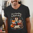 Its A Good Day To Read Book Cute Fox Sloth Owl Novel Reading Men's V-Neck T-Shirt