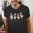 Just A Bookish Goose Goose Book LoverSilly Goose Book Club Men's V-Neck T-Shirt