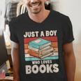 Just A Boy Who Loves Books Reading Bookworm Boys Kids Men's V-Neck T-Shirt