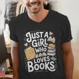 Just a Girl Who Loves Books Bookish Readers Book Lover Girls Men's V-Neck T-Shirt Just a Girl Who Loves Books Bookish Readers Book Lover Girls Men's V-Neck T-Shirt
