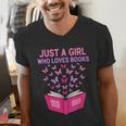Just A Girl Who Loves Books Butterflies Reading Men's V-Neck T-Shirt Just A Girl Who Loves Books Butterflies Reading Men's V-Neck T-Shirt