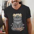 Just A Girl Who Loves Cats & Books Bookish Women Men's V-Neck T-Shirt Just A Girl Who Loves Cats & Books Bookish Women Men's V-Neck T-Shirt