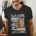 Just a Girl Who Loves Cats And Books Men's V-Neck T-Shirt Just a Girl Who Loves Cats And Books Men's V-Neck T-Shirt