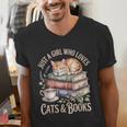Just A Girl Who Loves Cats And Books Reading Librarian Men's V-Neck T-Shirt