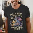 Just a Girl Who Loves Cute Dragons And Books Men's V-Neck T-Shirt