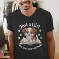 Just a Girl Who Loves Dogs And Books Cute Dog Men's V-Neck T-Shirt Just a Girl Who Loves Dogs And Books Cute Dog Men's V-Neck T-Shirt