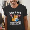 Just A Girl Who Loves Dogs And Books Reading Dog Puppy Lover Men's V-Neck T-Shirt Just A Girl Who Loves Dogs And Books Reading Dog Puppy Lover Men's V-Neck T-Shirt