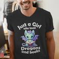 Just a Girl Who Loves Dragons And Books Dragon For Kids Men's V-Neck T-Shirt Just a Girl Who Loves Dragons And Books Dragon For Kids Men's V-Neck T-Shirt