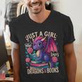Just a Girl Who Loves Dragons And Books Dragon Men's V-Neck T-Shirt Just a Girl Who Loves Dragons And Books Dragon Men's V-Neck T-Shirt