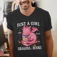Just A Girl Who Loves Dragons And Books Dragon Reading Lover Men's V-Neck T-Shirt